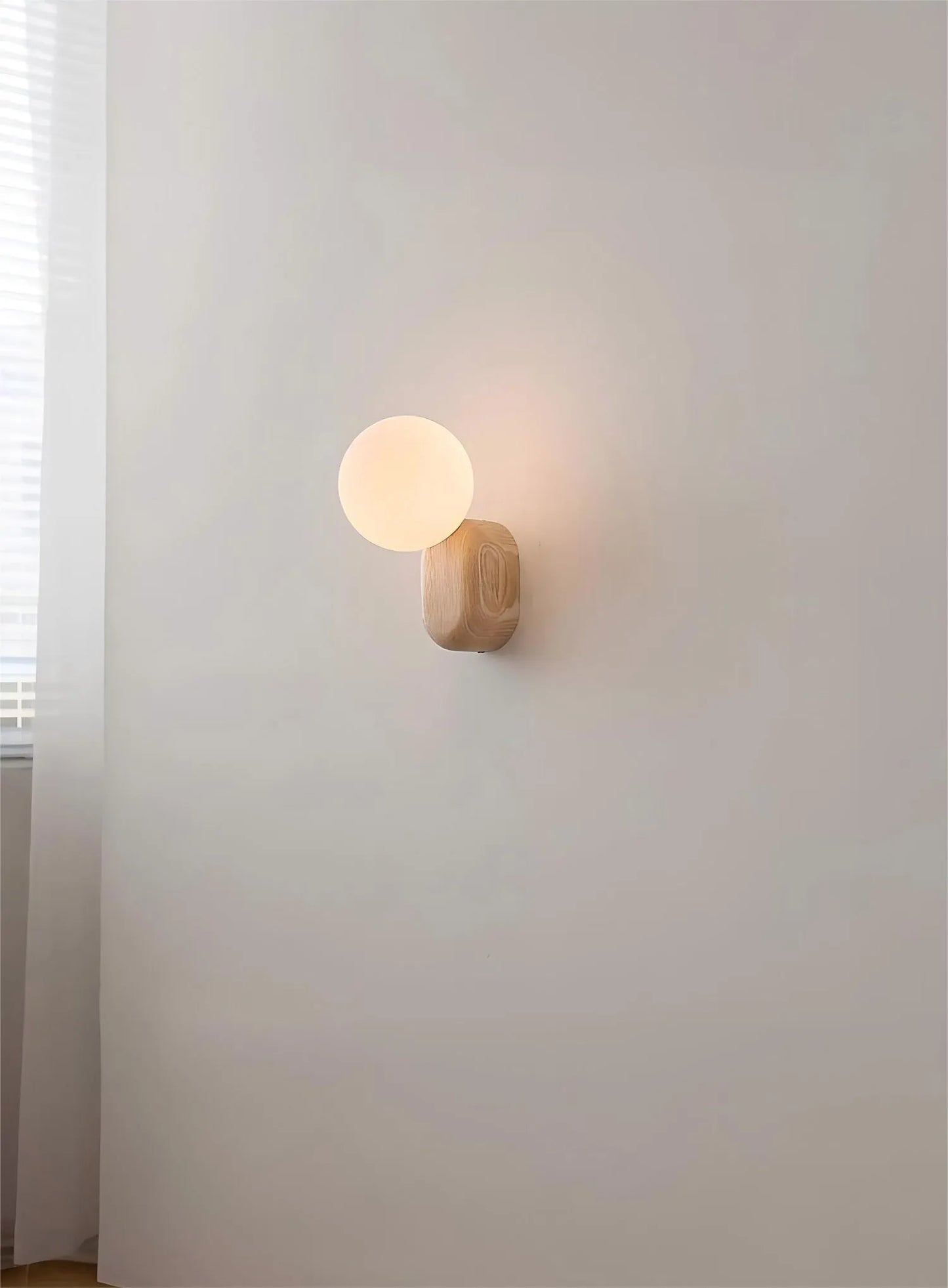 Spherical Glass Wooden Modern Wall Sconce Light