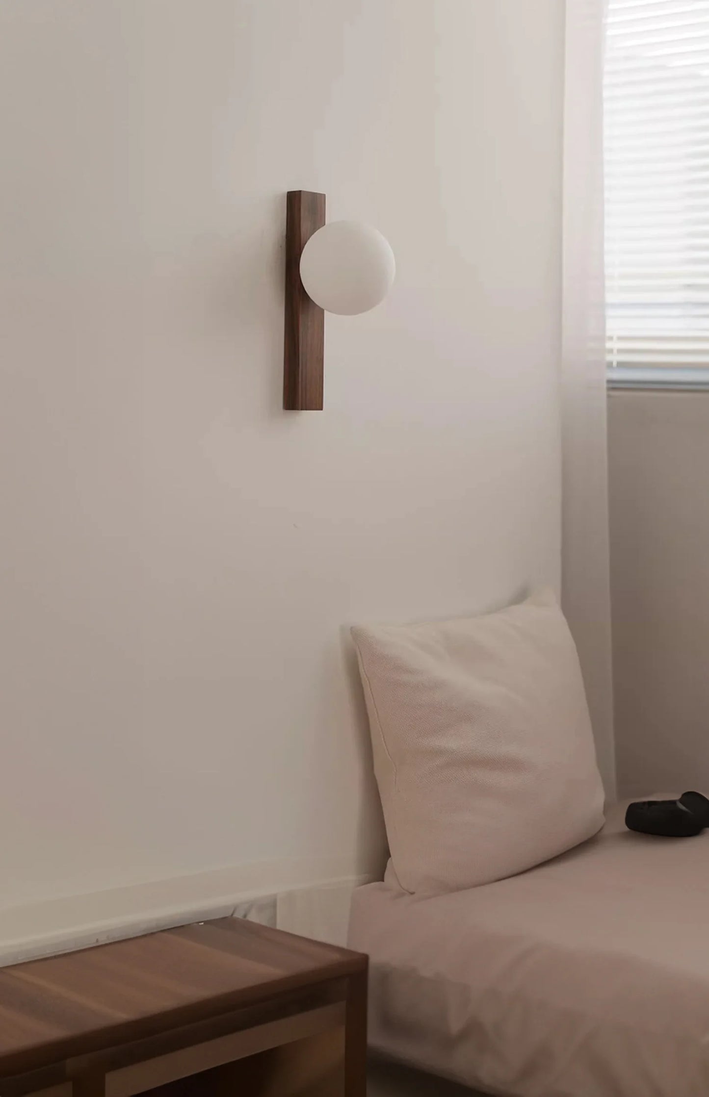 Walnut Wood Glass Sphere Modern Sconces Wall Light