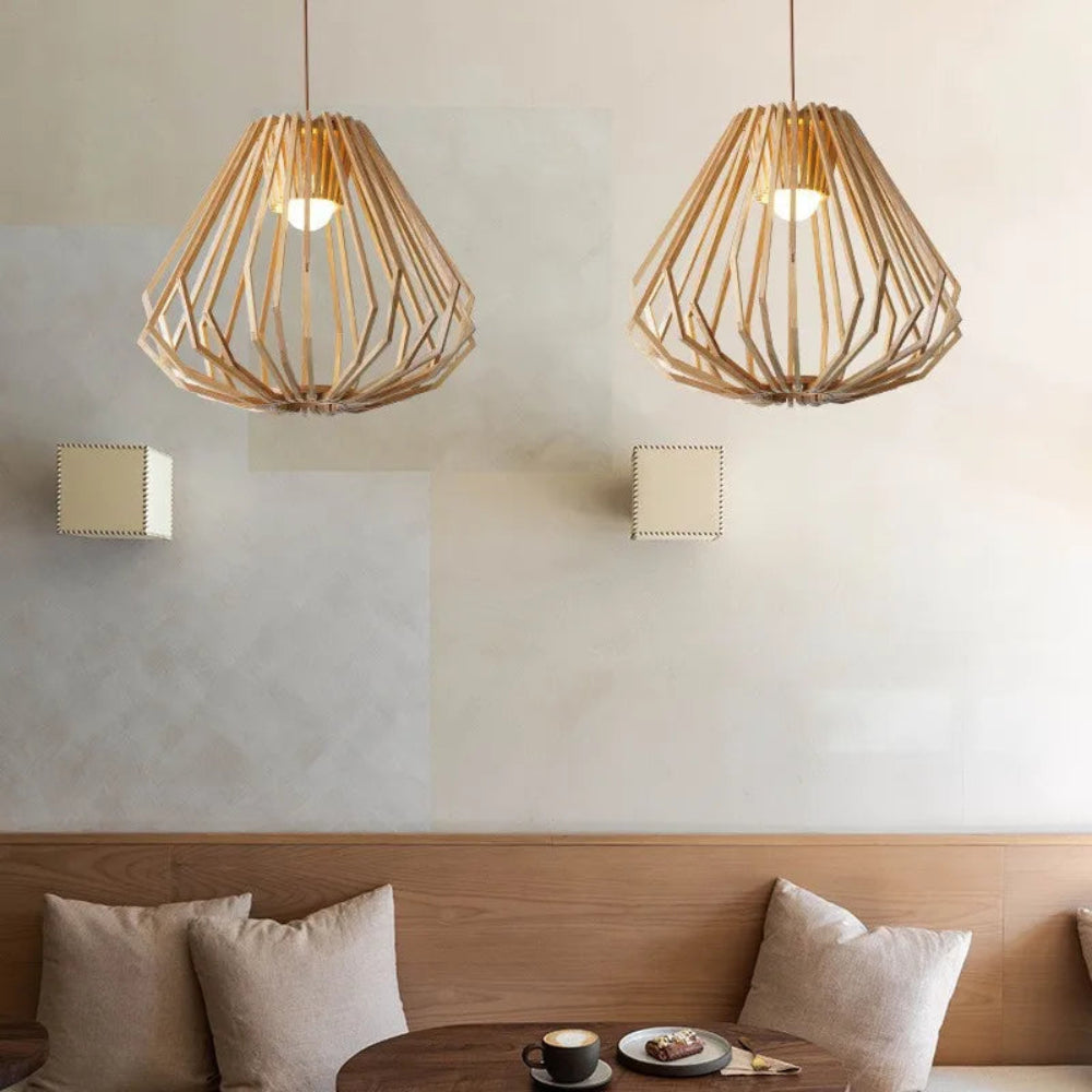 Artsy Solid Wood Cage Chandelier Pendant Lamp