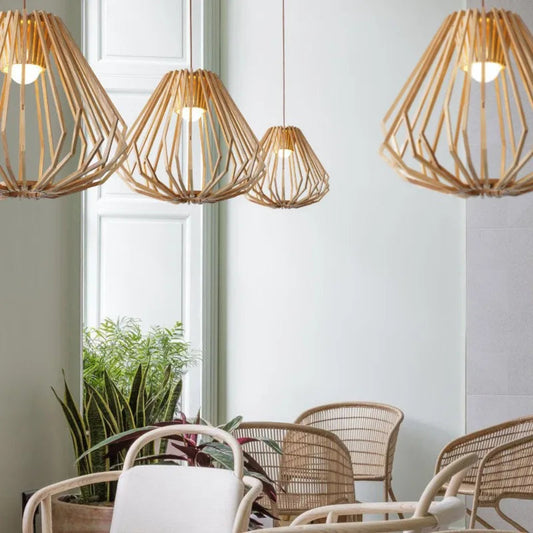 Artsy Solid Wood Cage Chandelier Pendant Lamp