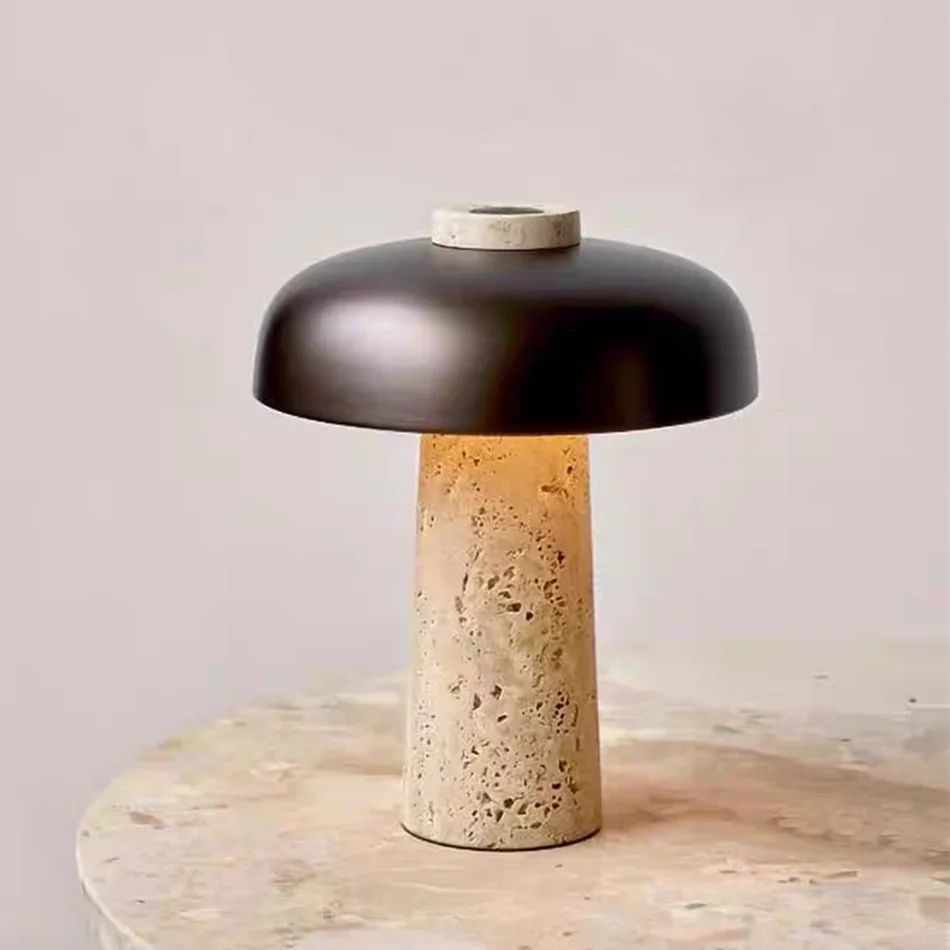 Danish Yellow Cave Stone Mushroom Table Lamp