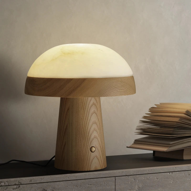 Creative Light Luxury Wood+Marble Table Lamp