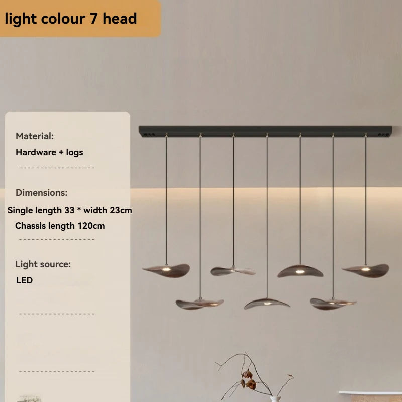 Solid Wood Walnut Leaf Multi-Head Combination Retro Style