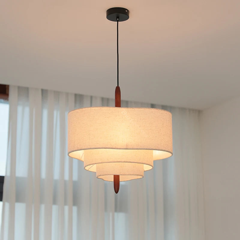 Nordic Minimalist Wabi-Sabi Fabric Chandelier Lamp Fixture