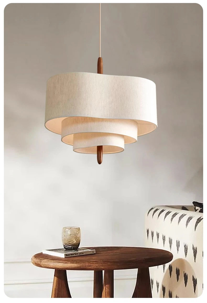 Nordic Minimalist Wabi-Sabi Fabric Chandelier Lamp Fixture