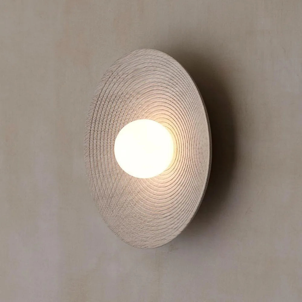 Japanese Style Wall Lamp Round Shade Resin Decor Wall Mount Lights