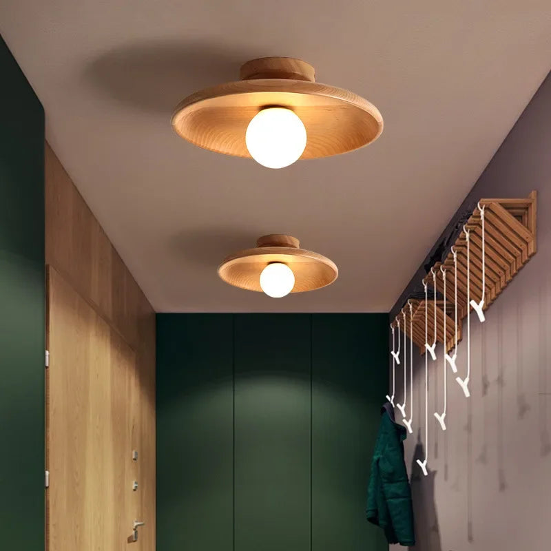 Nordic Wooden Round Ceiling Lamp
