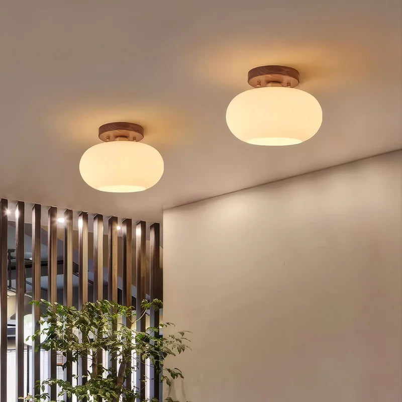 Walnut Wood Wabi-Sabi Ceiling Light