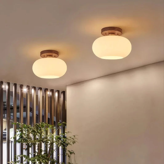 Walnut Wood Wabi-Sabi Ceiling Light