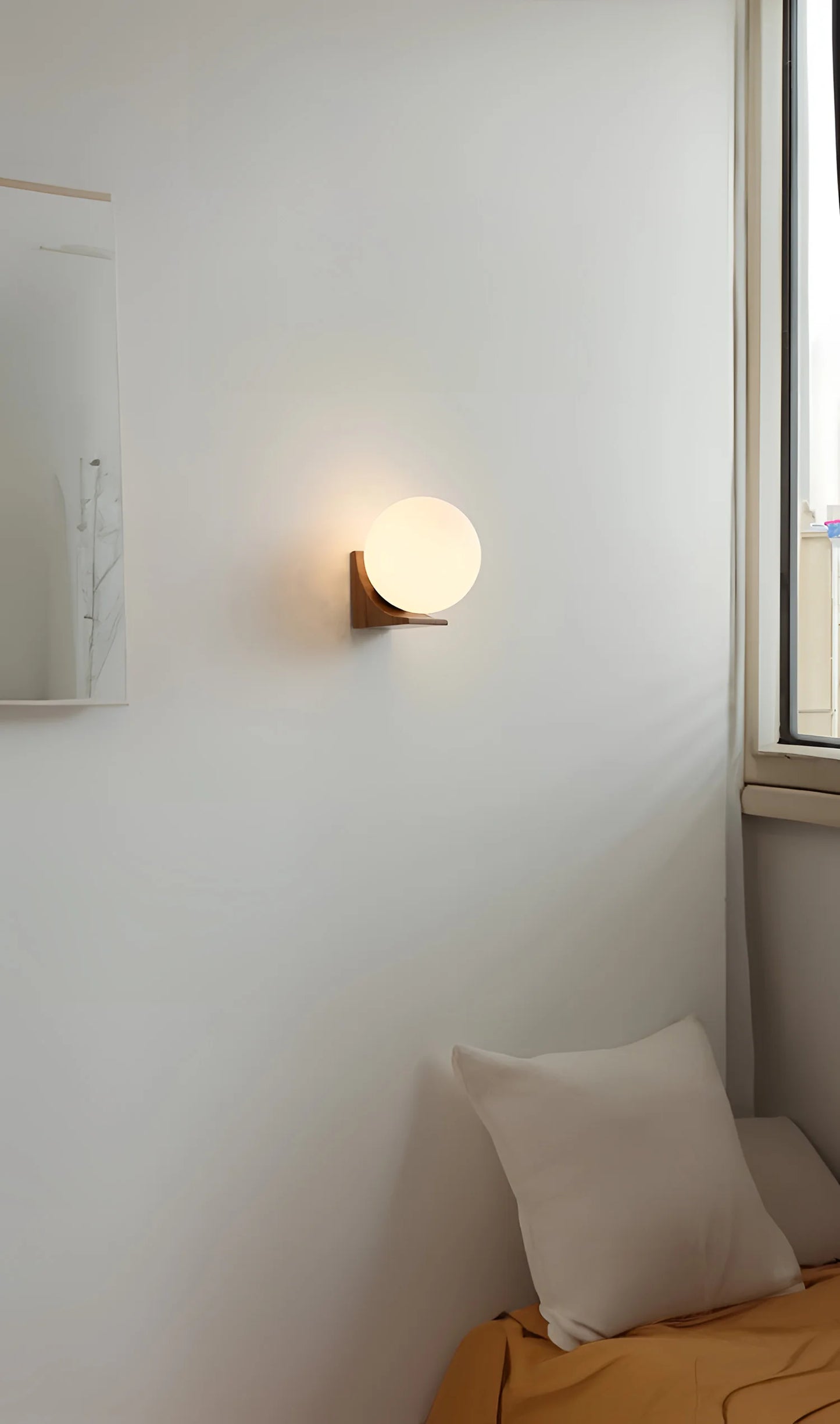Walnut  Round Ball Glass Wall light Sconces