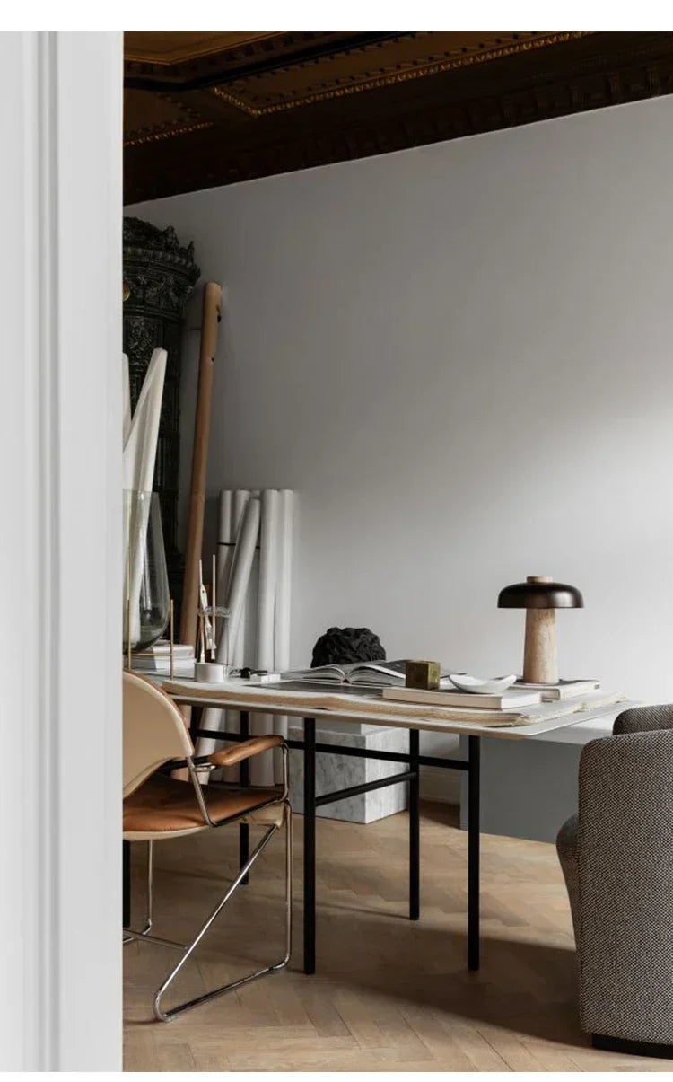 Danish Yellow Cave Stone Mushroom Table Lamp