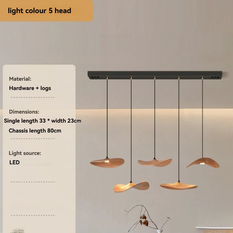 Solid Wood Walnut Leaf Multi-Head Combination Retro Style