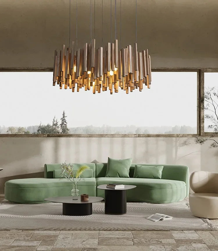 Retro Solid Wooden Hanging Chandelier Light