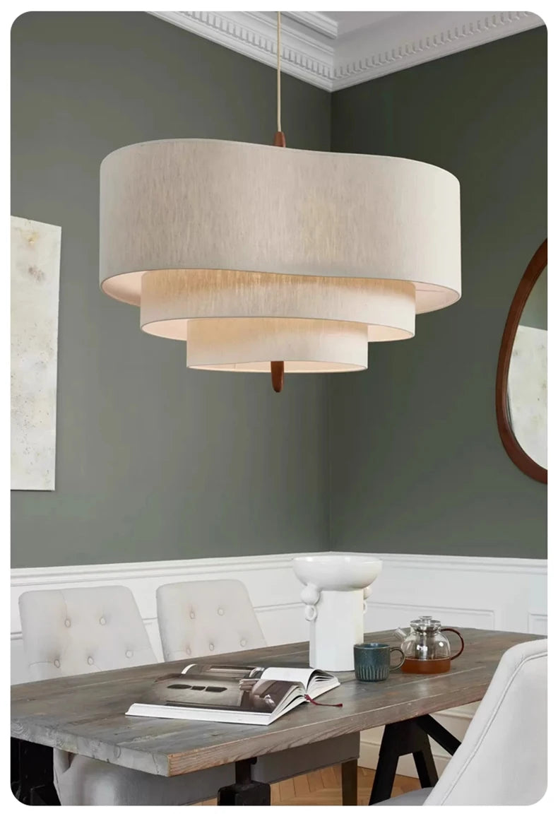 Nordic Minimalist Wabi-Sabi Fabric Chandelier Lamp Fixture