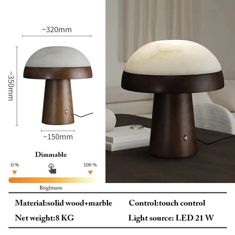 Creative Light Luxury Wood+Marble Table Lamp