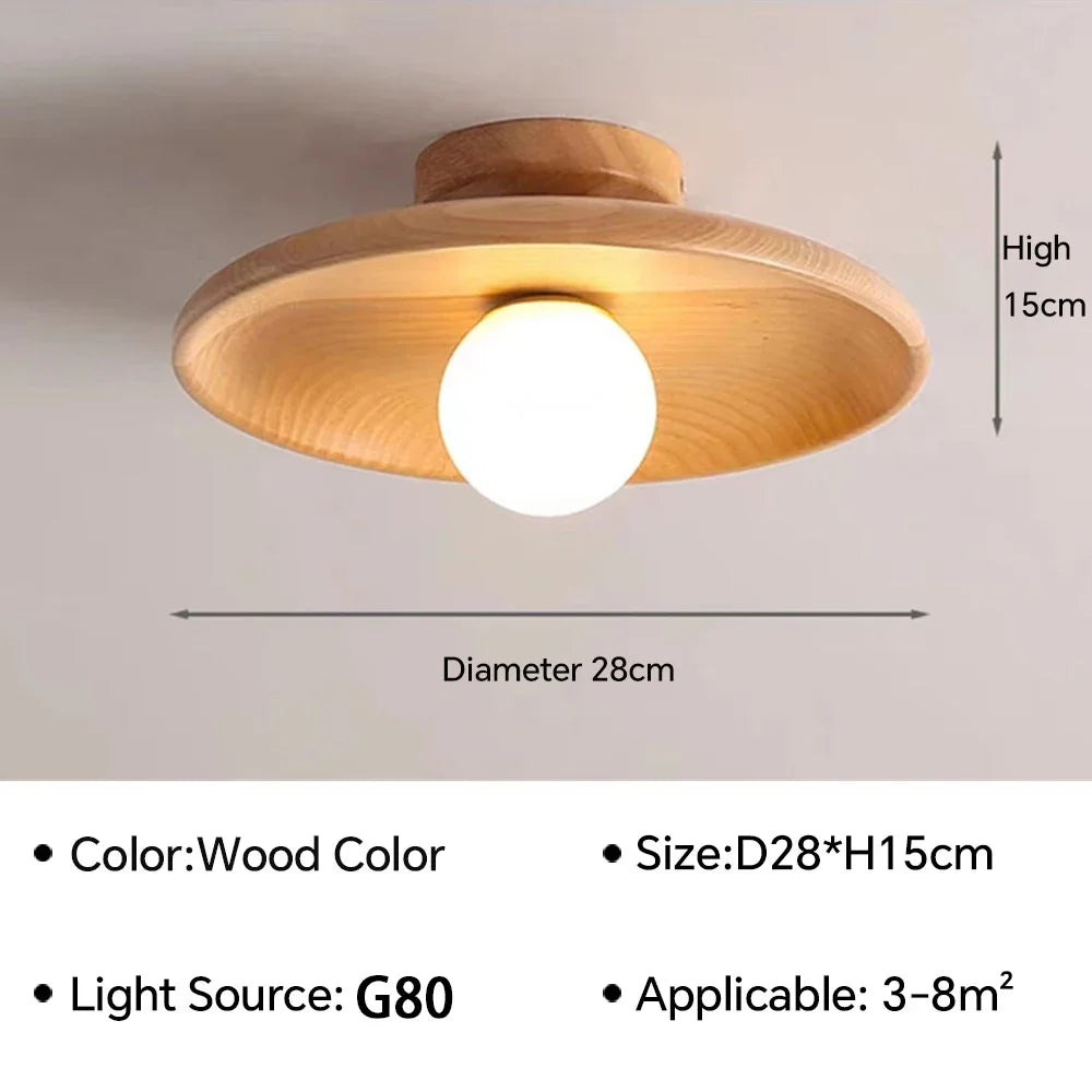 Nordic Wooden Round Ceiling Lamp