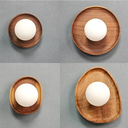 Natural Wooden Vintage Retro Wall Sconce LED Lighting Fixtures