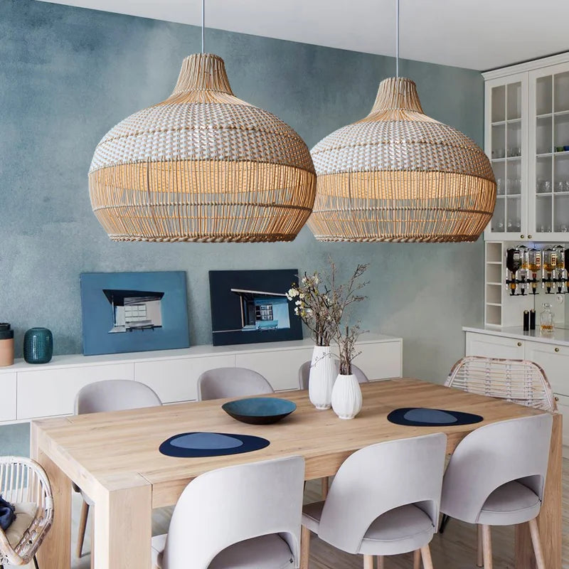 Rattan Hand Woven Vintage Chandeliers Pendant Lights
