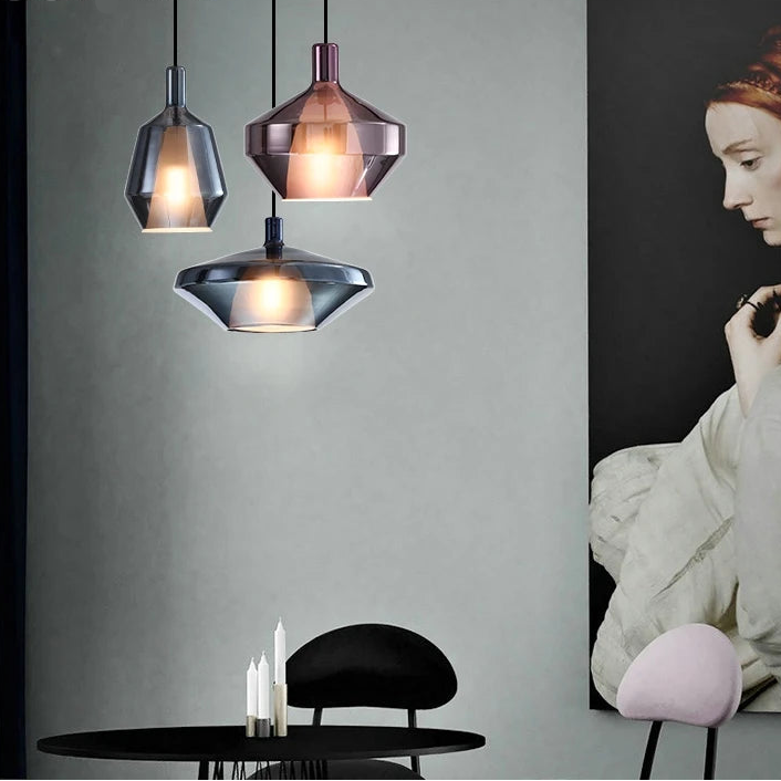 Modern Simple Creative Coloured Glass Hanging Line Chandelier