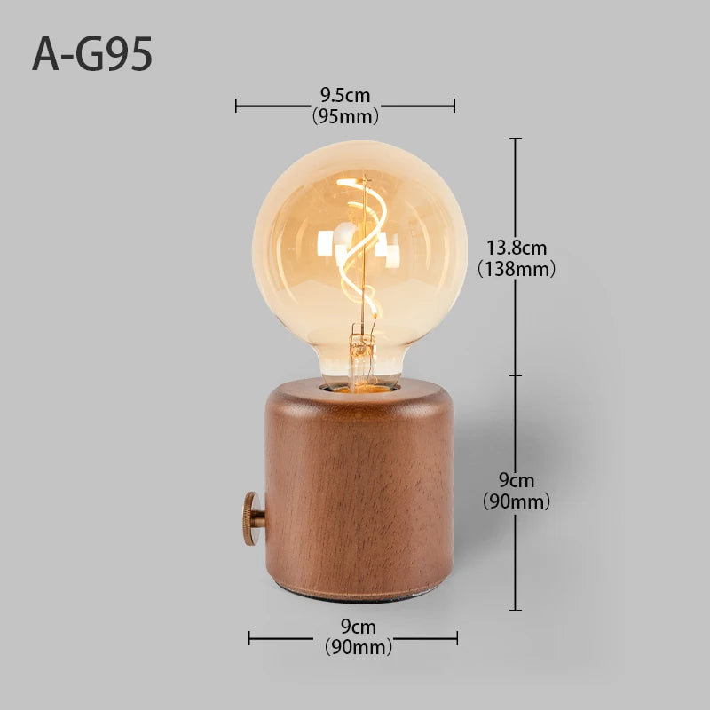 Vintage Wood Night Light EU Plug For Bedside (Brown)