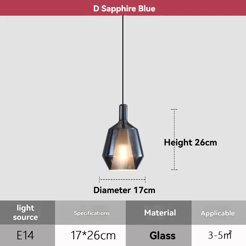 Modern Simple Creative Coloured Glass Hanging Line Chandelier