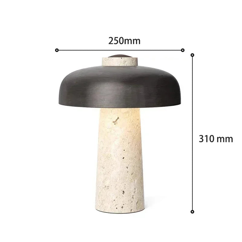 Danish Yellow Cave Stone Mushroom Table Lamp