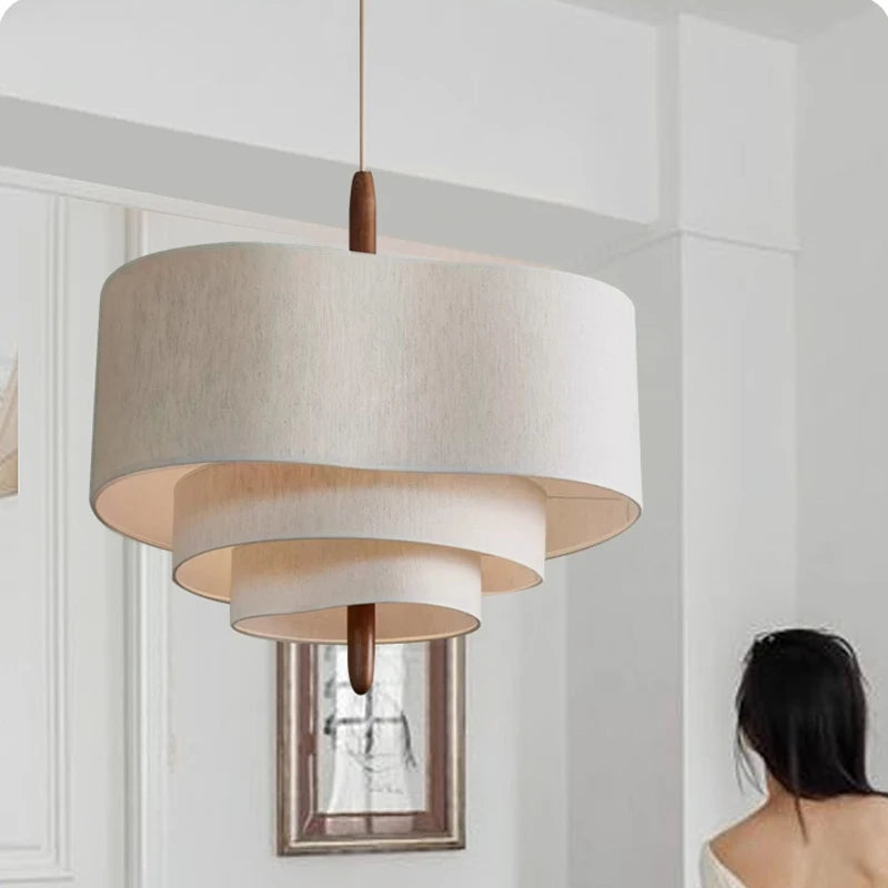Nordic Minimalist Wabi-Sabi Fabric Chandelier Lamp Fixture