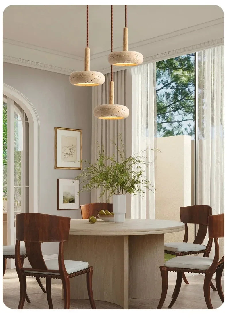Travertine Decorative Stone Wabi-Sabi Lamp Light for Living Room Bedroom