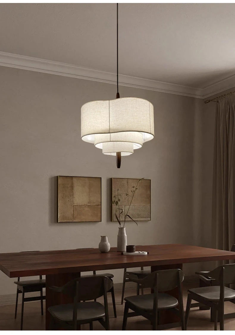 Nordic Minimalist Wabi-Sabi Fabric Chandelier Lamp Fixture