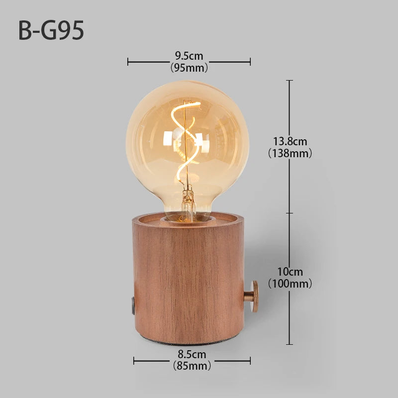 Vintage Wood Night Light EU Plug For Bedside (Brown)