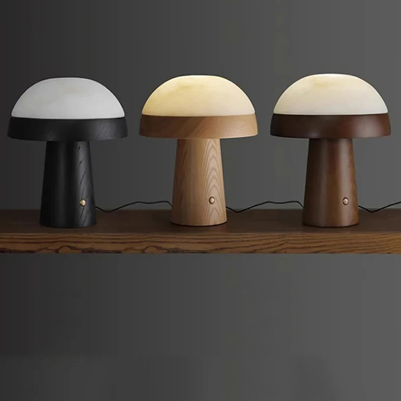Creative Light Luxury Wood+Marble Table Lamp
