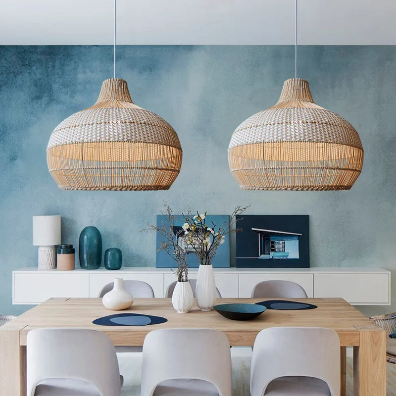 Rattan Hand Woven Vintage Chandeliers Pendant Lights