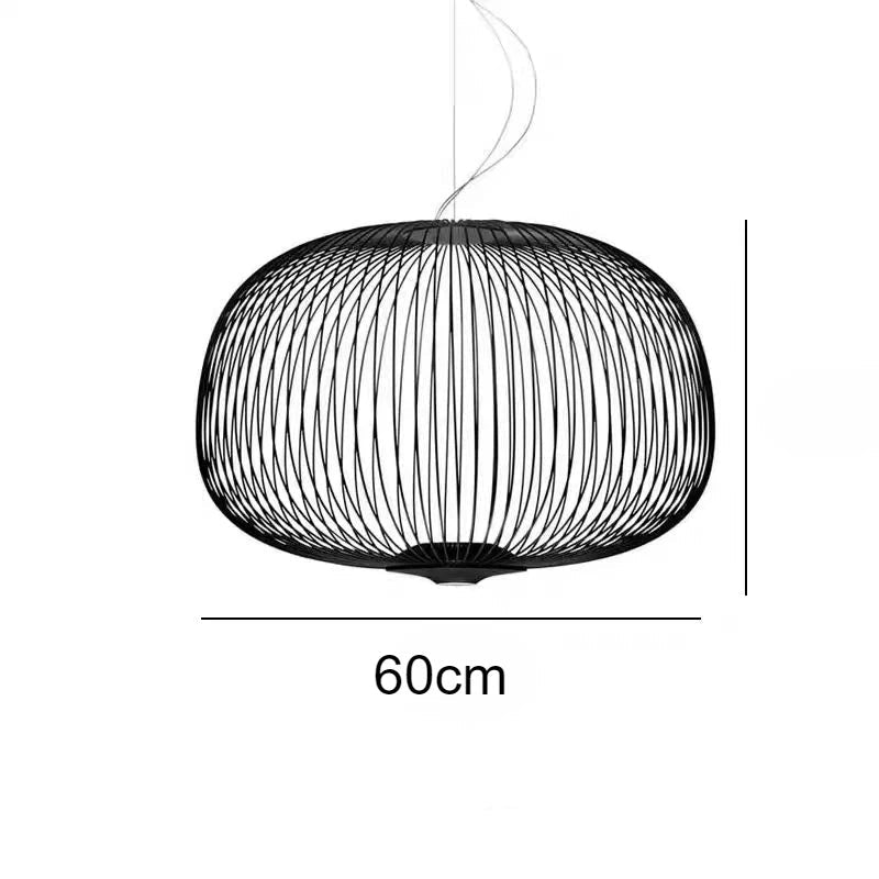 Black pendant light with measurement '60cm' on a white background