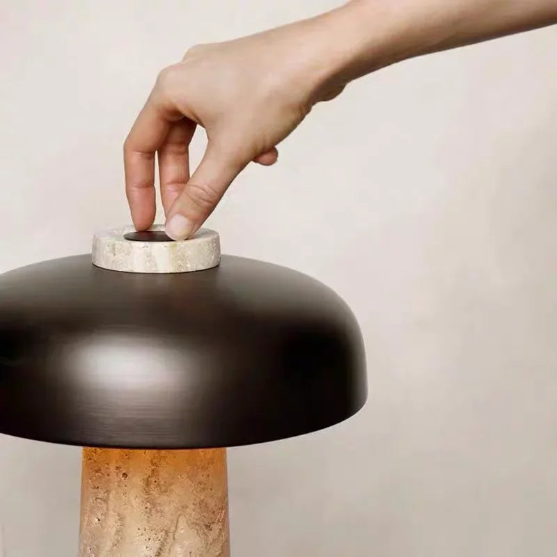 Danish Yellow Cave Stone Mushroom Table Lamp