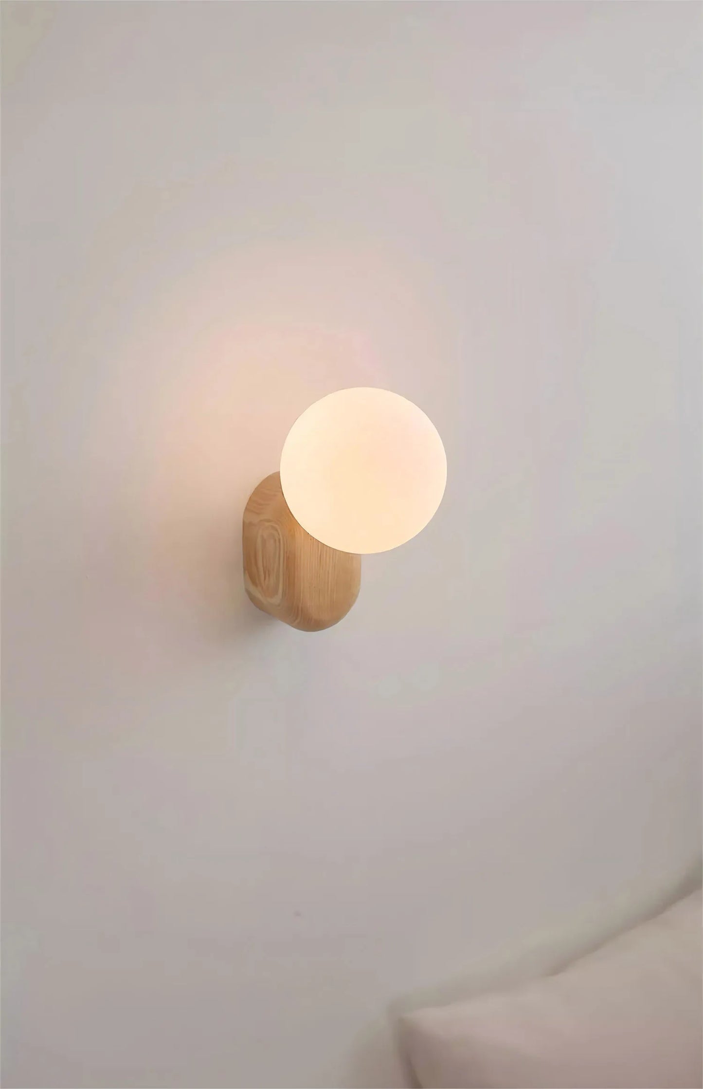 Spherical Glass Wooden Modern Wall Sconce Light