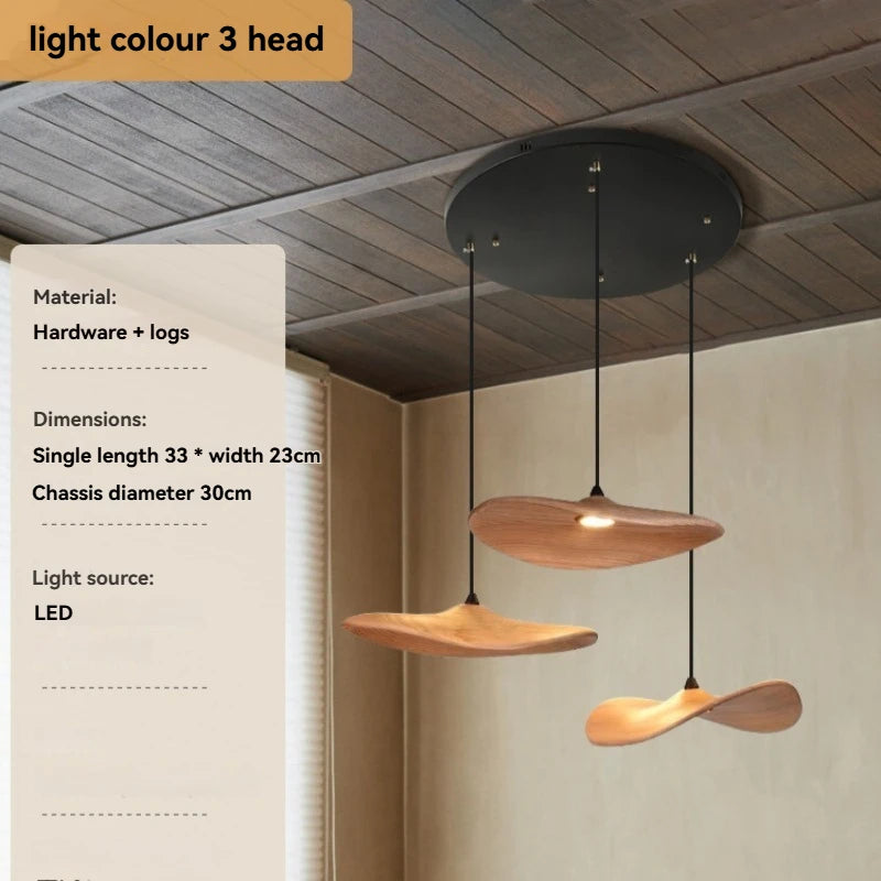 Solid Wood Walnut Leaf Multi-Head Combination Retro Style