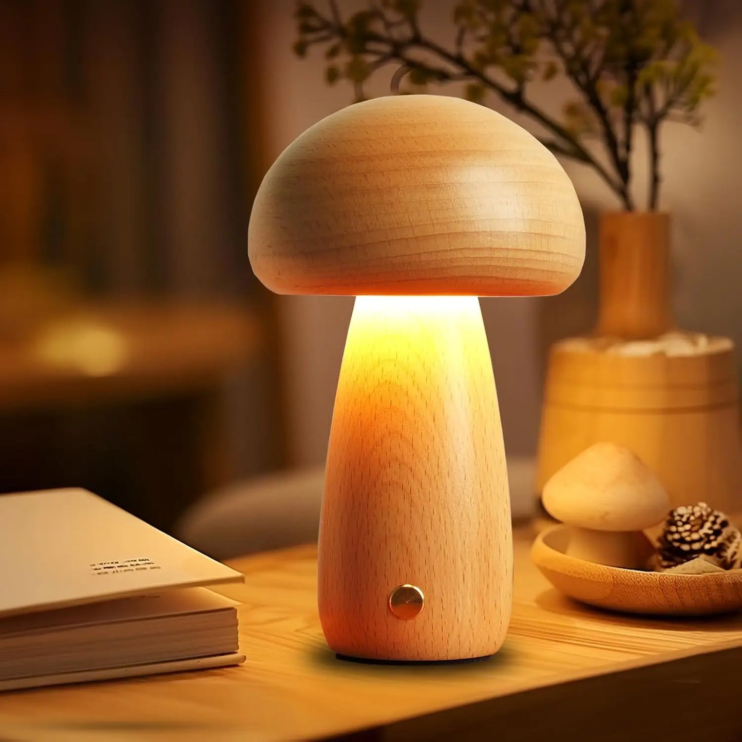 Creative Mushroom LED Portable, Cordless, Rechargeable Mushroom Night Light