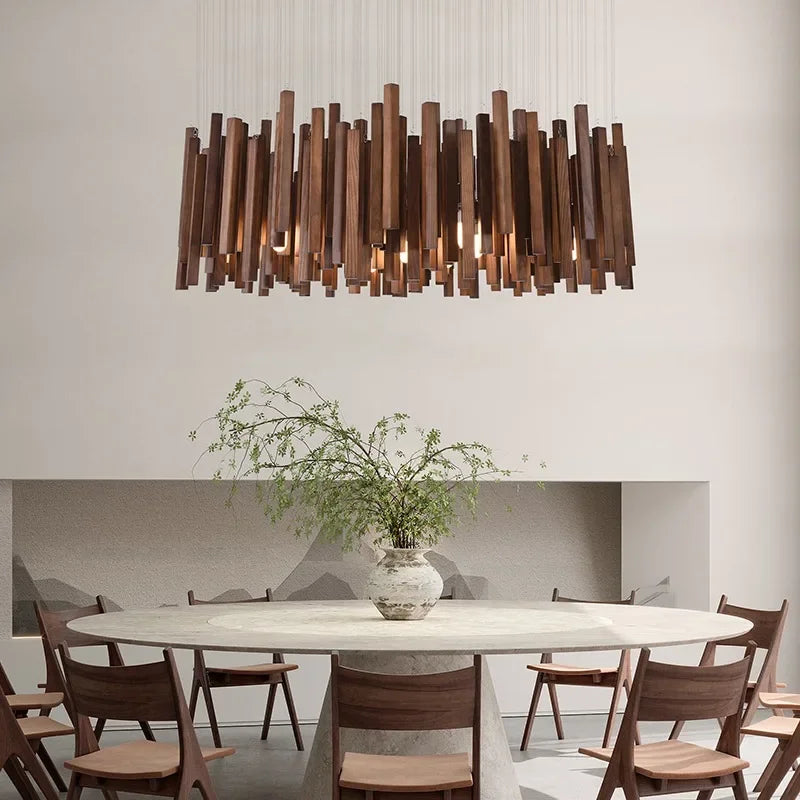 Retro Solid Wooden Hanging Chandelier Light