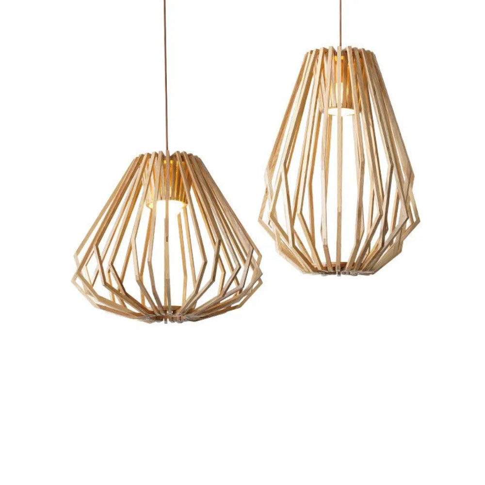 Artsy Solid Wood Cage Chandelier Pendant Lamp