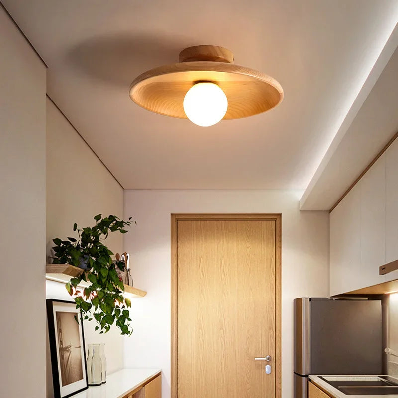 Nordic Wooden Round Ceiling Lamp