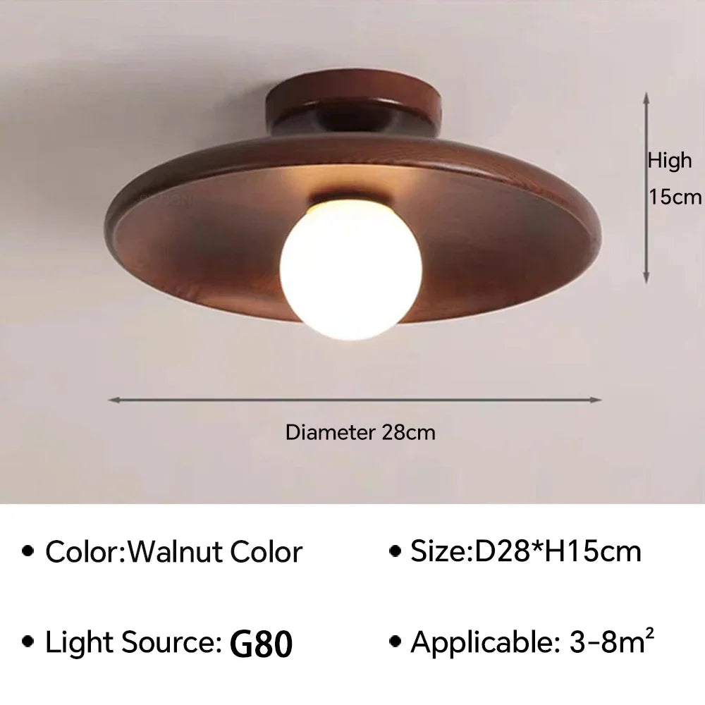 Nordic Wooden Round Ceiling Lamp