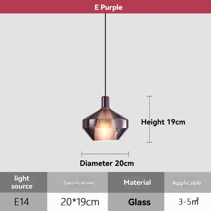 Modern Simple Creative Coloured Glass Hanging Line Chandelier