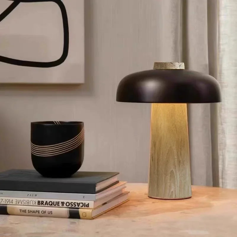Danish Yellow Cave Stone Mushroom Table Lamp