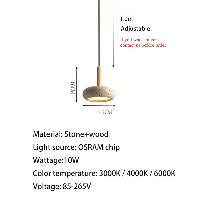 Travertine Decorative Stone Wabi-Sabi Lamp Light for Living Room Bedroom