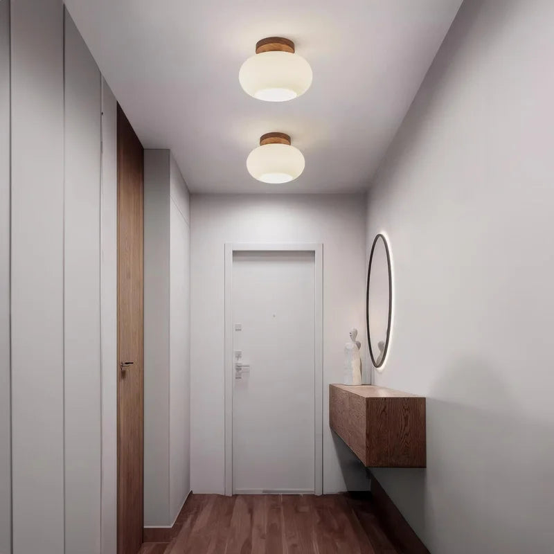 Walnut Wood Wabi-Sabi Ceiling Light