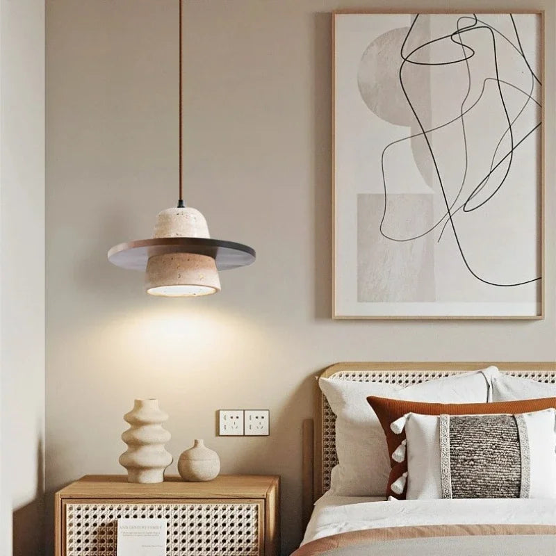 Natural Yellow Cave Stone Pendant Light