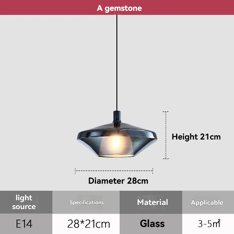 Modern Simple Creative Coloured Glass Hanging Line Chandelier